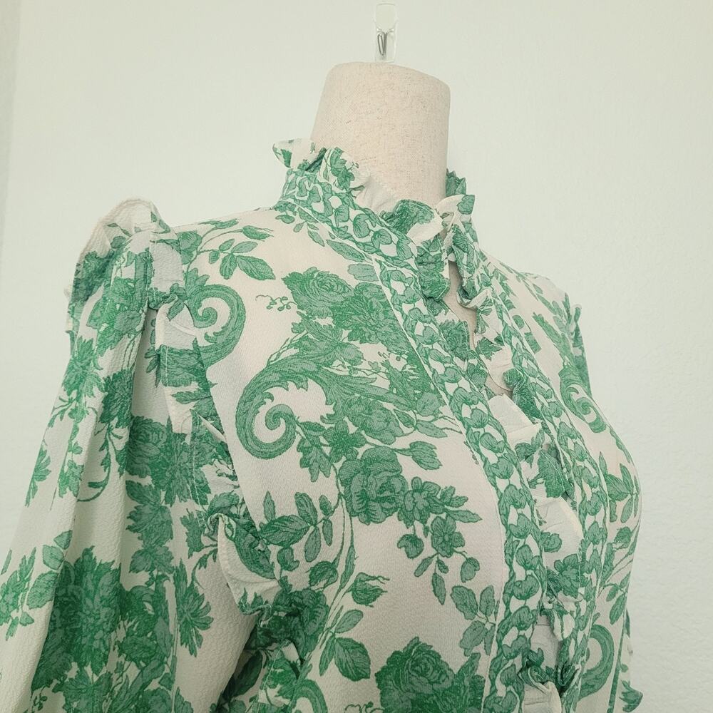 Max Studio Ruffle Collar Floral Print Tiered Maxi Dress L Peasant Cottagecore - Picture 4 of 10
